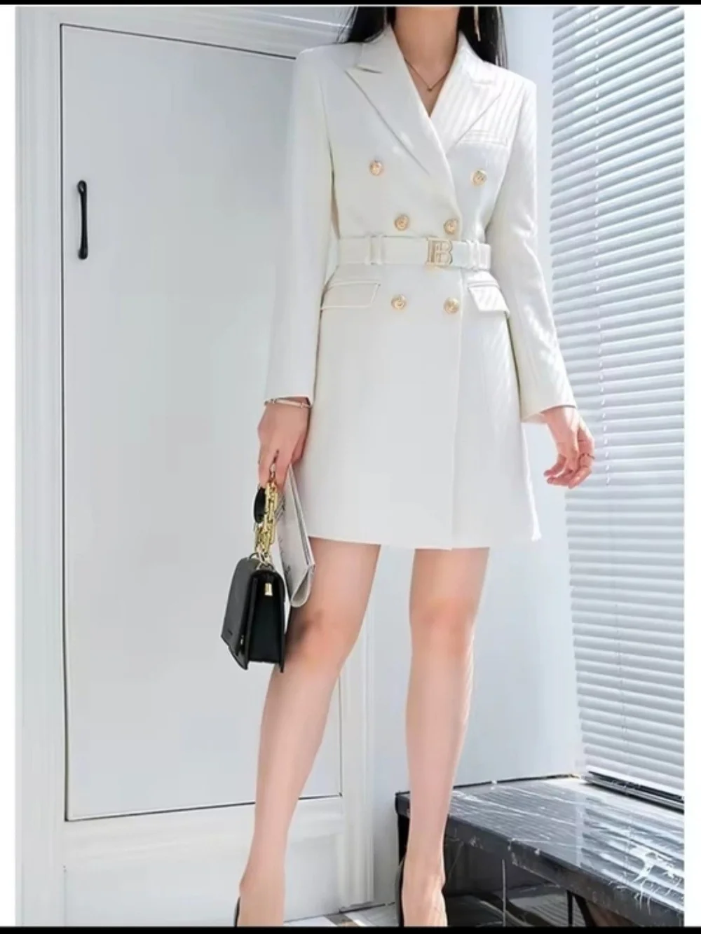 Dress Blazer Jacquard Cream Color - Picture 4 of 13